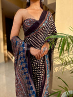 Tina - Designer Pure Modal Ajrakh Mirror saree