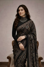 Maraaya - Designer Pure Modal Ajrakh Mirror saree