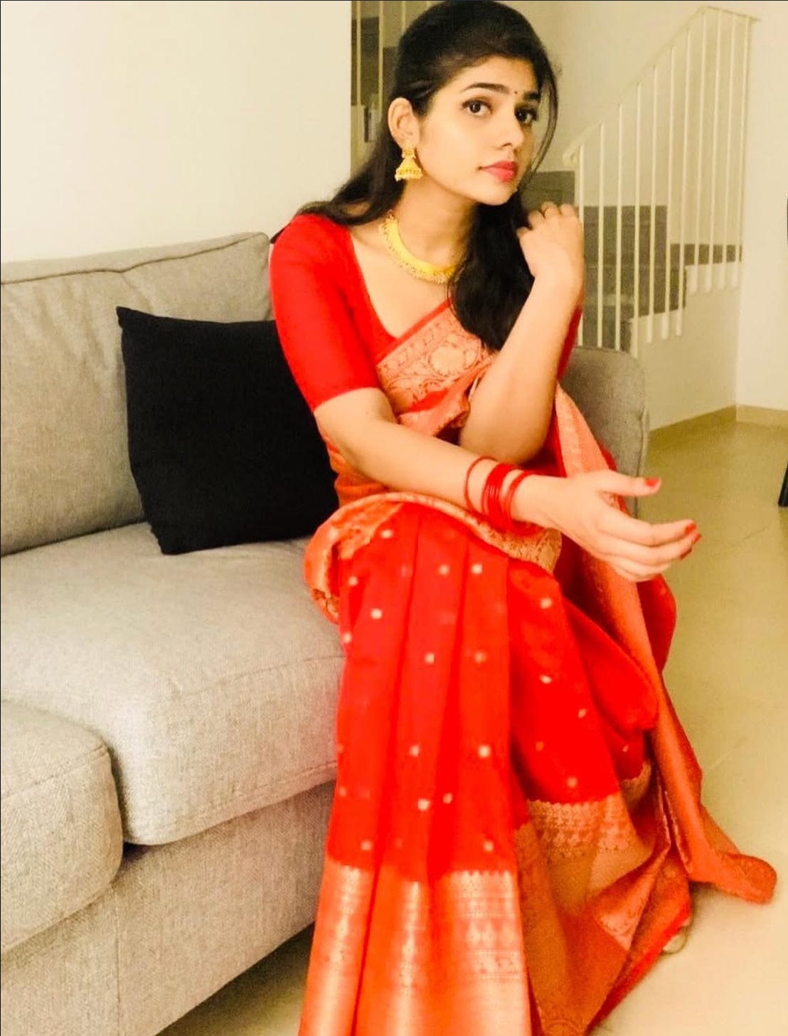 Nethra Regal Charm in Scarlet – Banarasi Silk Saree