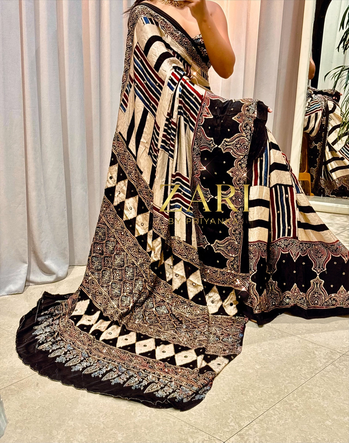 Aneet | Handcrafted Ajrakh Couture Saree