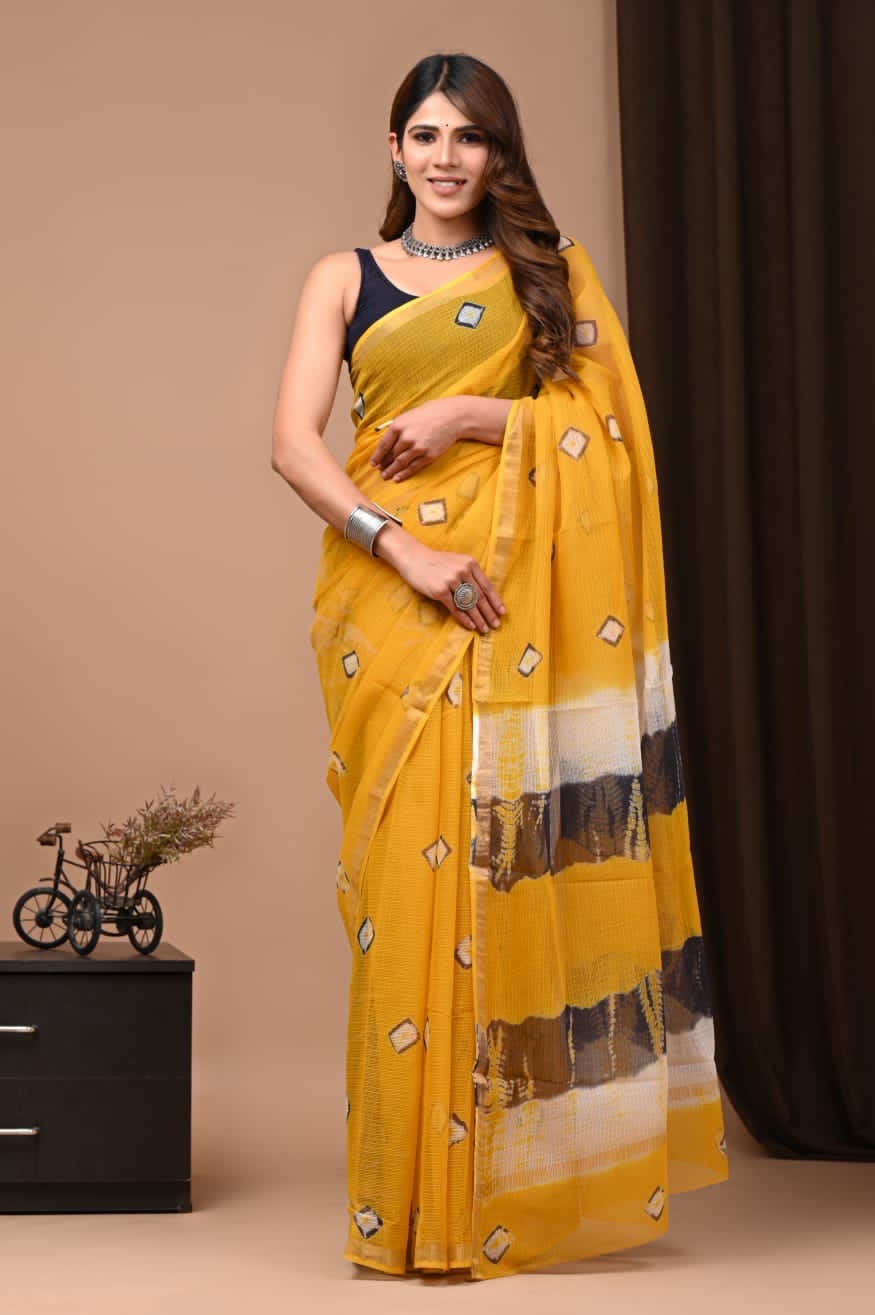 Misha - Hand Block Printed Kota Cotton Sarees