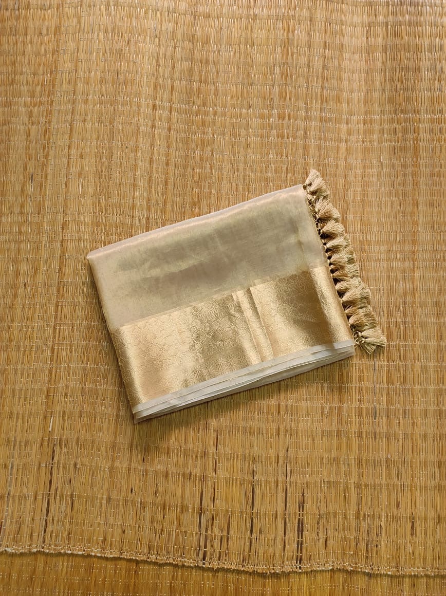 Atwa - Pure Tissue Organza Silk Plain Saree with Special Tassels