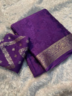 Tanvi - Viscose Chinon Silk Saree & Embroidered Blouse