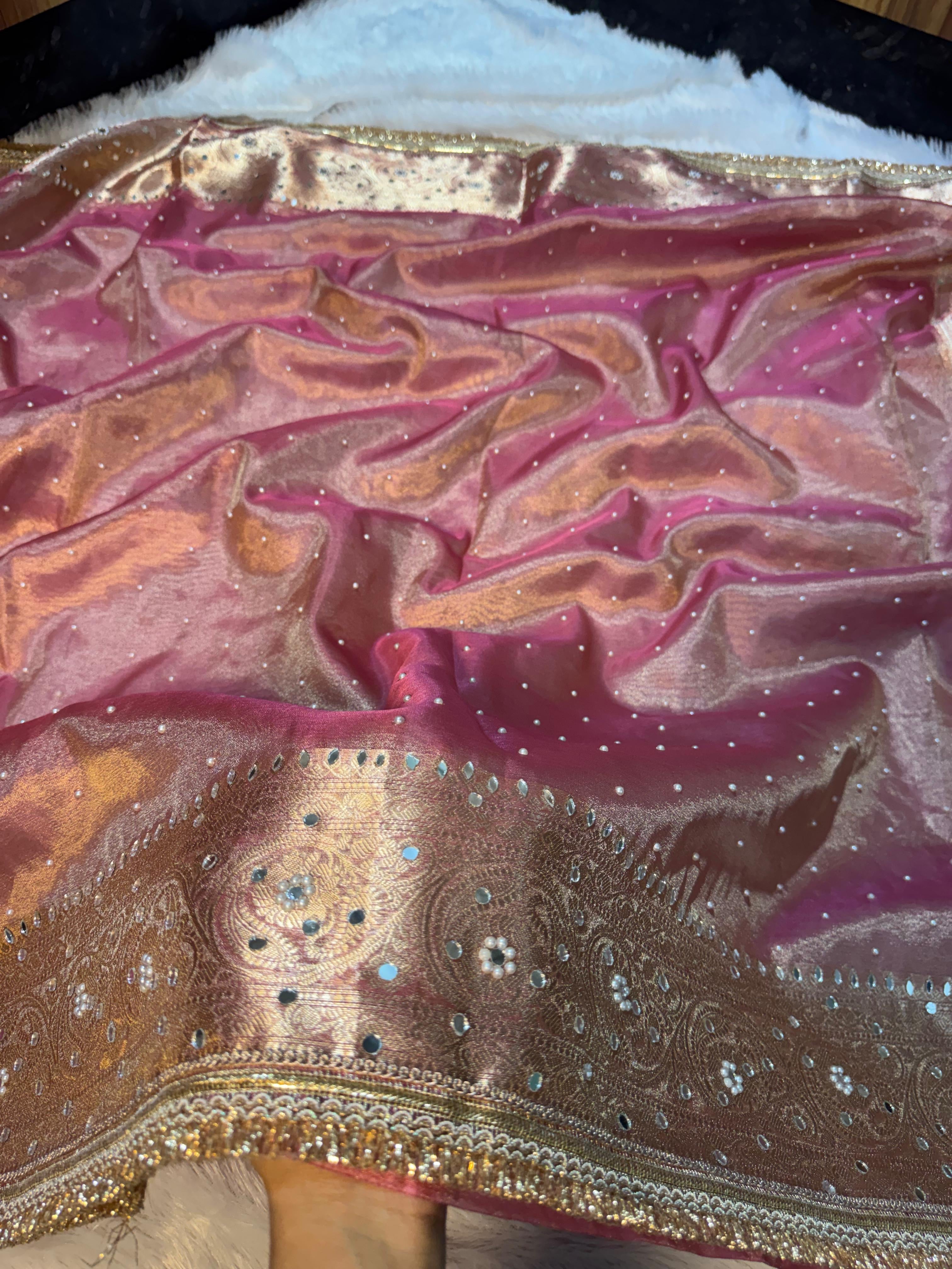 Akansha - Glass Tissue Silk Saree with Handwork