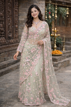 Sristi - Designer Heavy Net Handwork Saree