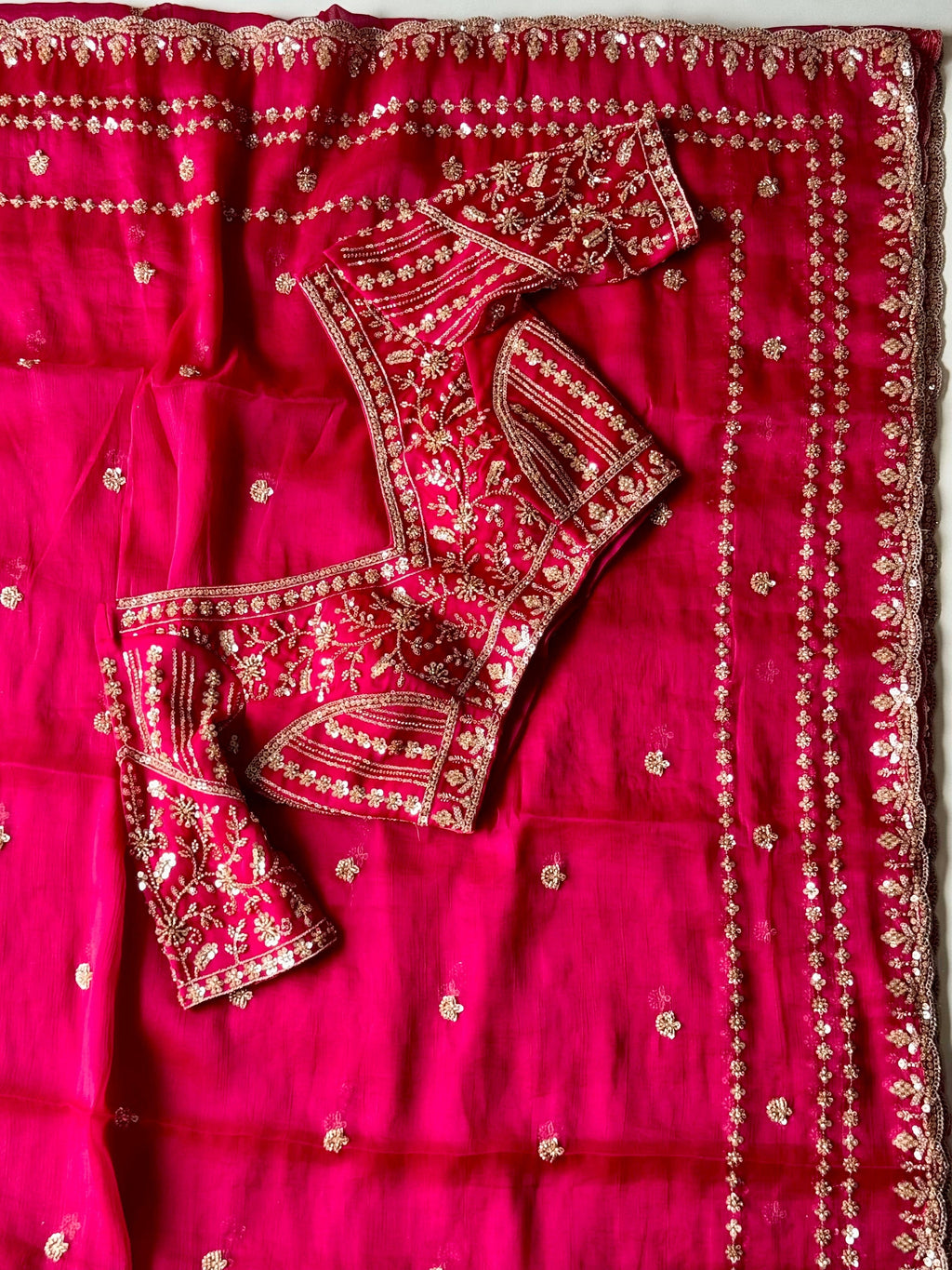 Nikkat - Fuchsia Tissue Silk Cocktail Saree