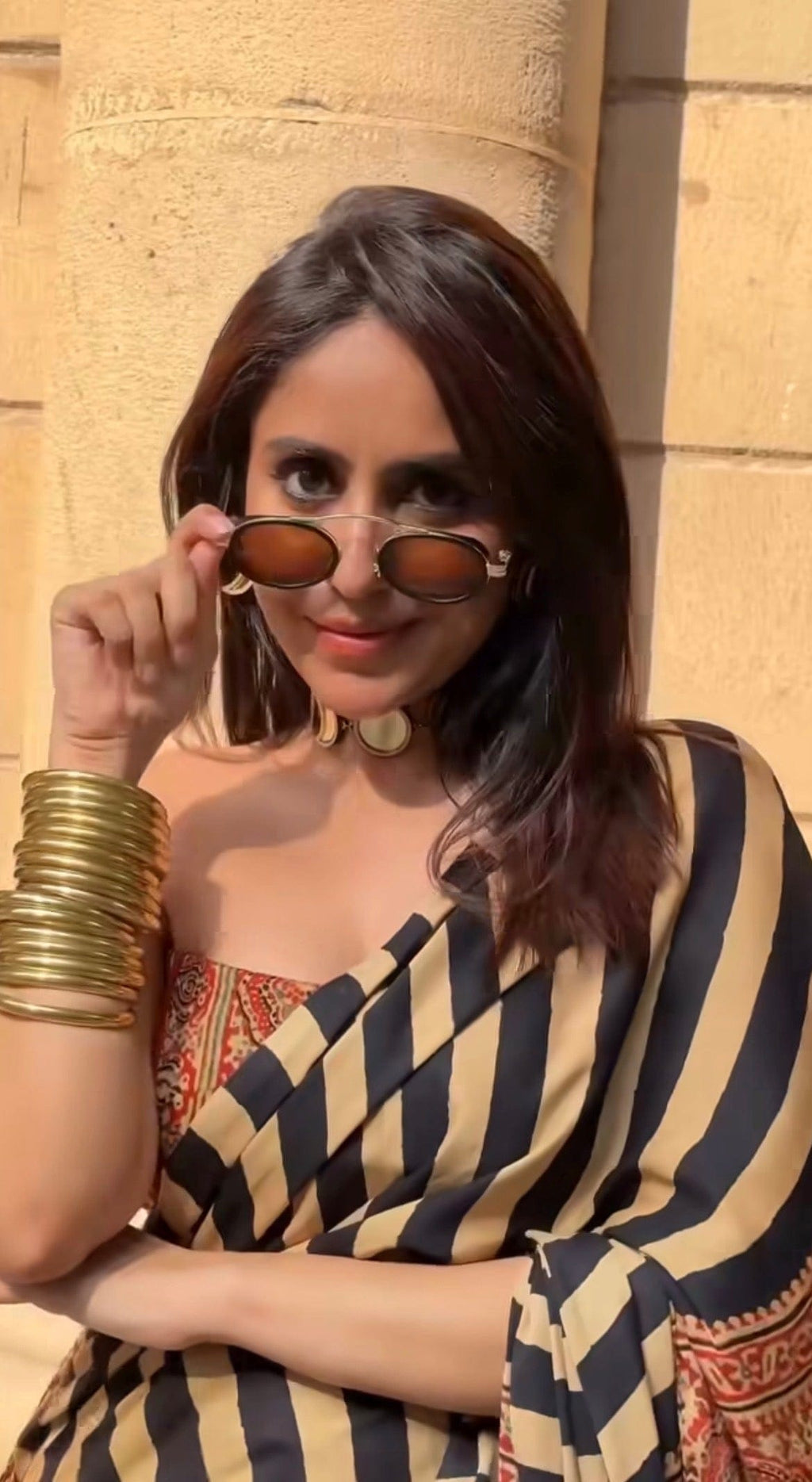 Mehr - Pure Handblock Ajrakh Dola Silk Saree