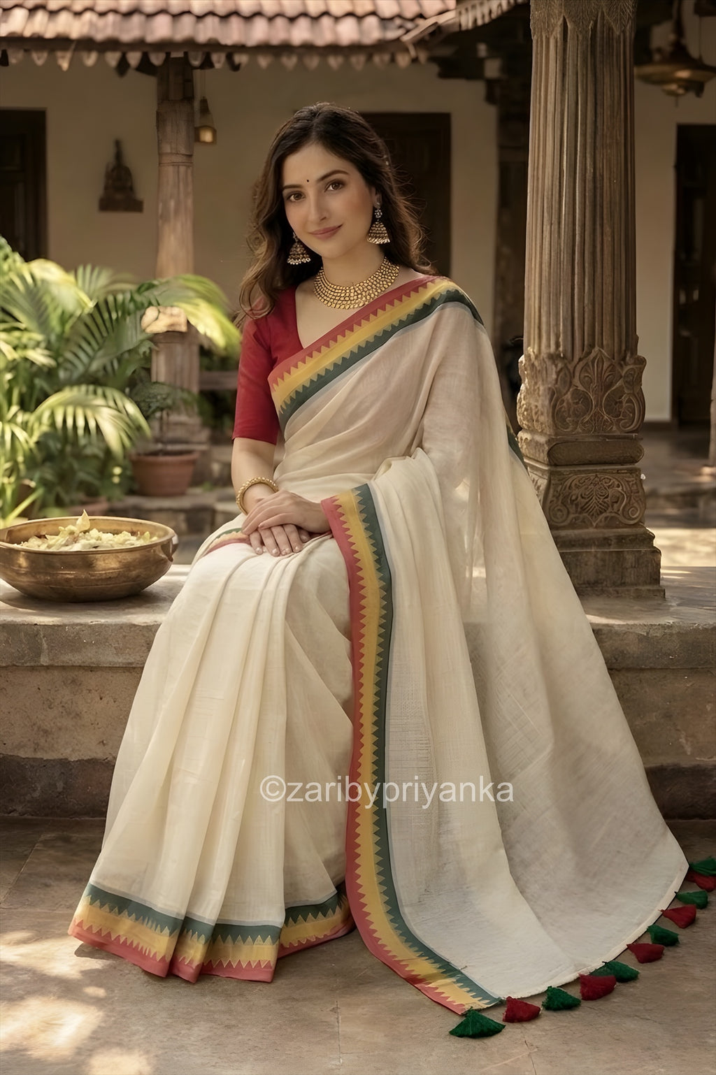 Anchal - Pure Mul Mul Handwoven Saree