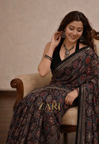 Zeba | Handcrafted Ajrakh Couture Saree