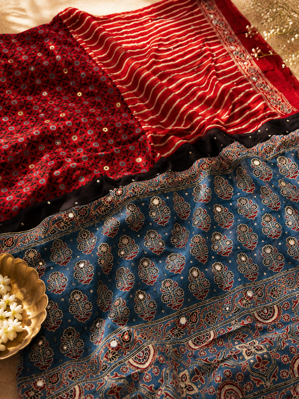 Anoor - Designer Ajrakh Handworked Saree