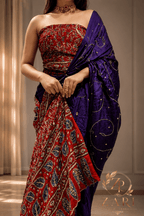 Jhalak | Designer Handcrafted Ajrakh Saree - Zari by Priyanka