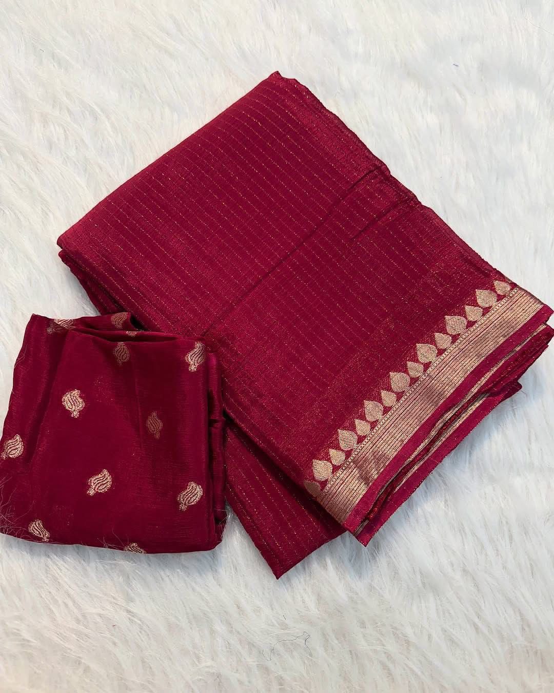 Sakshi - Viscose Chinon Saree – With Chinon Viscose Butti Weaving Blouse