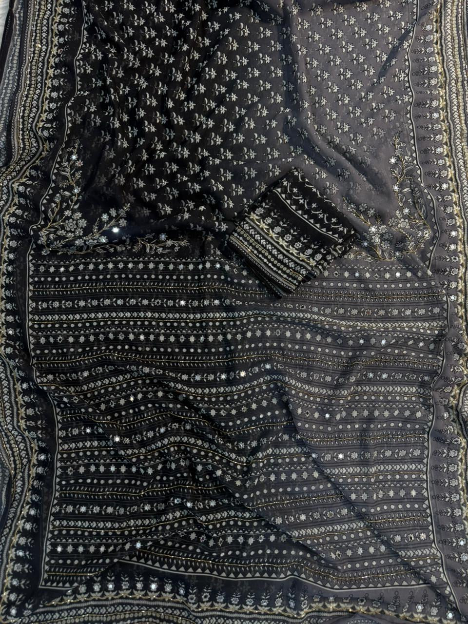 Pooja - Georgette Saree with Cutdana and mirror work
