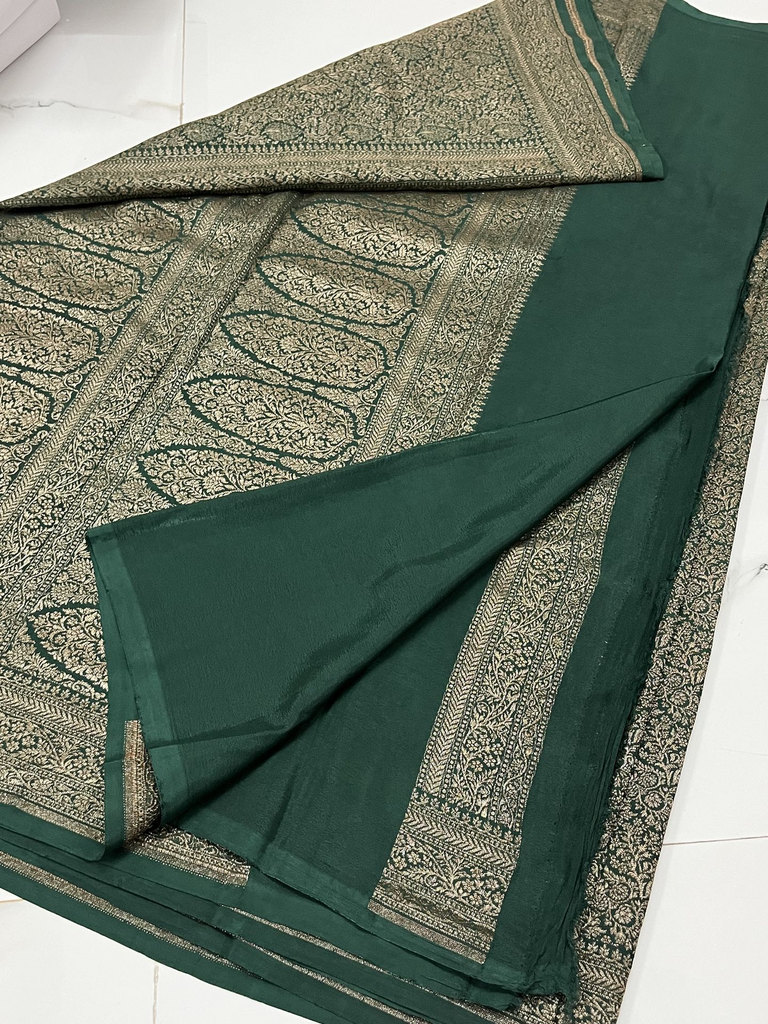 Vidhya - Pure Khaddi Banarasi Crepe Silk Saree