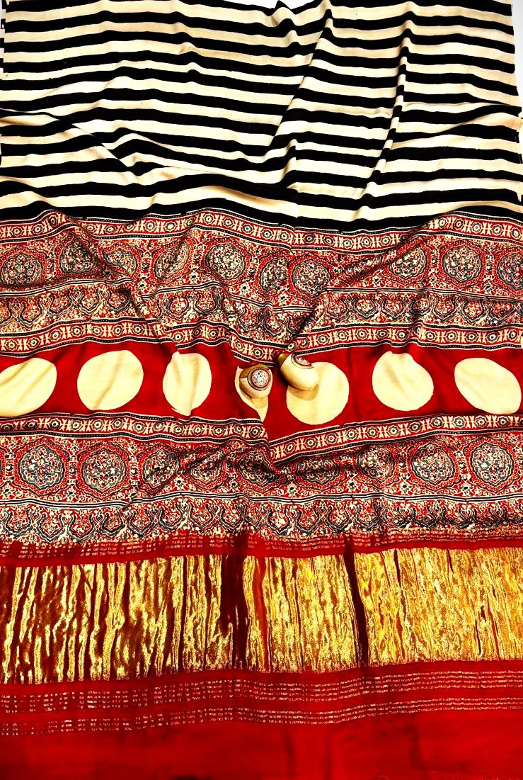 Mehr - Pure Modal Silk Ajrakh Hand Block Printed Saree