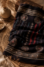 Mirra - Designer Ajrakh Handworked Saree