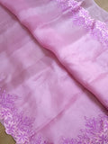 Kwab - Pure Organza Silk Embroidery Alfi Cutwork Scallop Border Saree