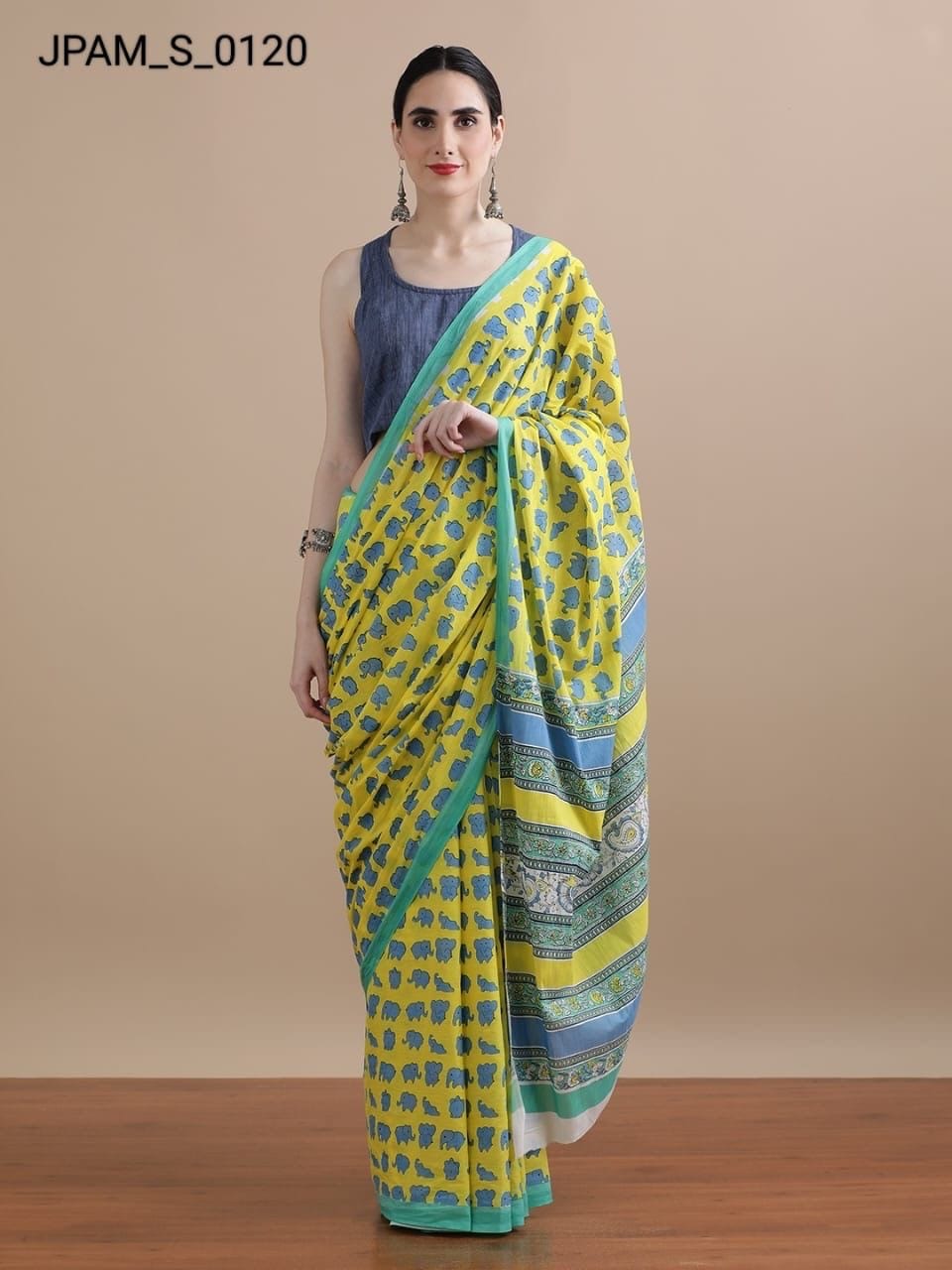 Tanya Mittal Handblock Mulmul saree