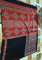 Trisha -  Designer Pure Modal Ajrakh Mirror saree
