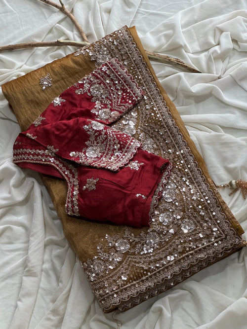 Bharti - Designer Tissue Silk Saree