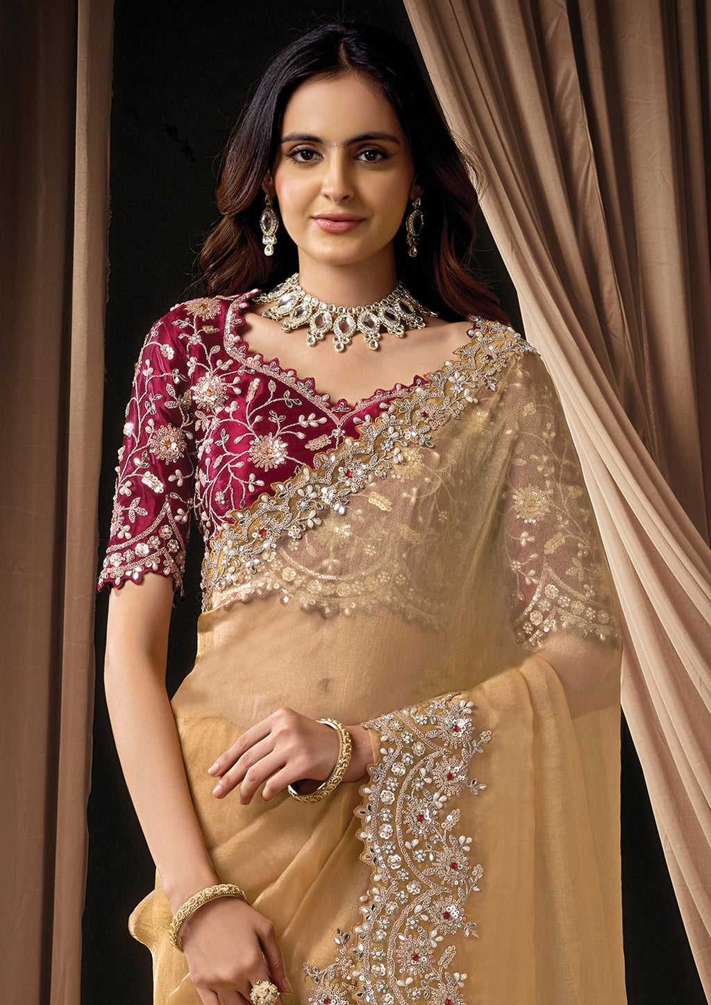 Aneeta - Designer Organza Tissue Saree
