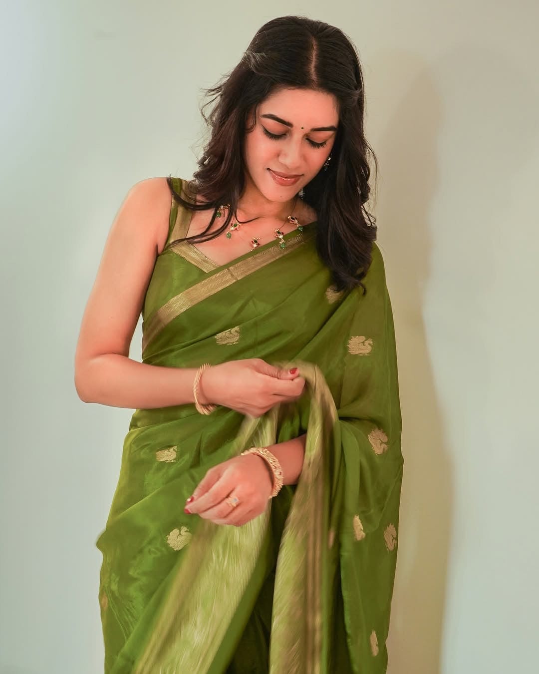 Neena - Mysore silk crepe with peacock Jacquard
