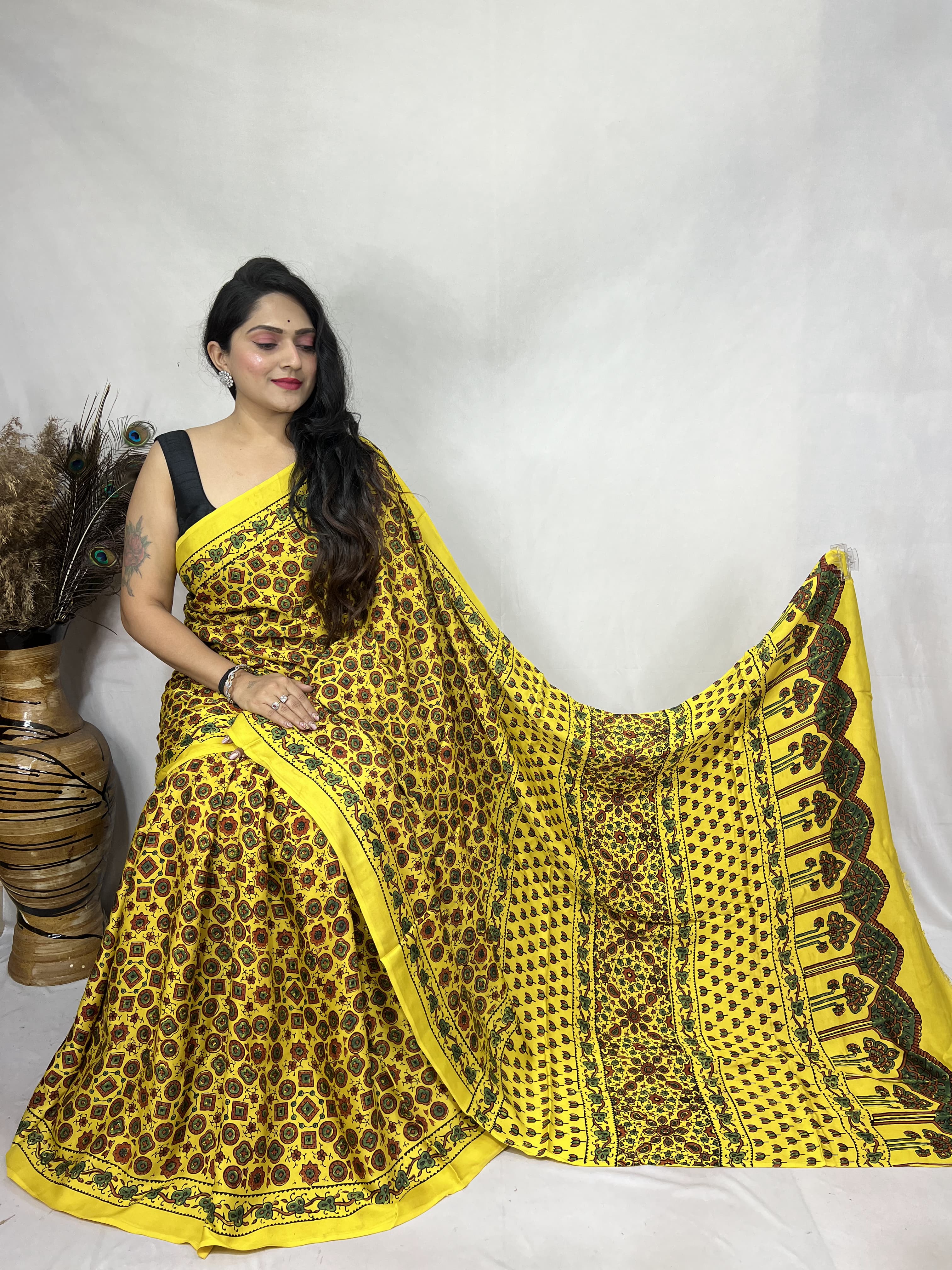 Nushrat  - Pure Modal Ajrakh saree