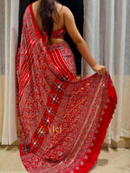 Apoorva | Handcrafted Ajrakh Couture Saree