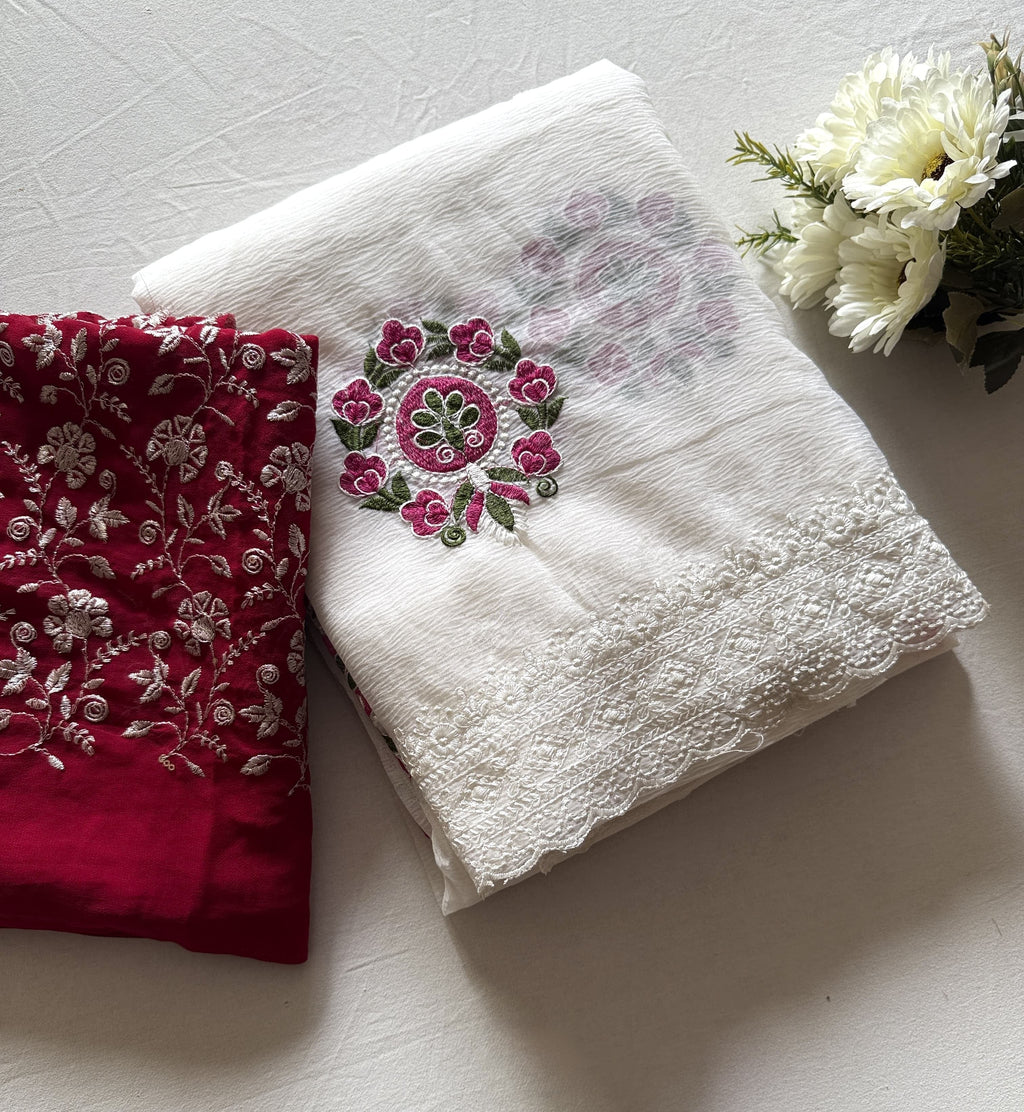 Hira - Chiffon Saree with Contrast Blouse