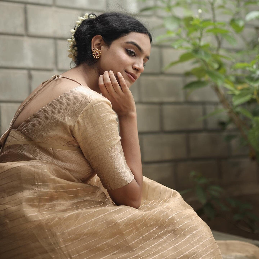 Mozhi - Golden Tissue Silk Saree