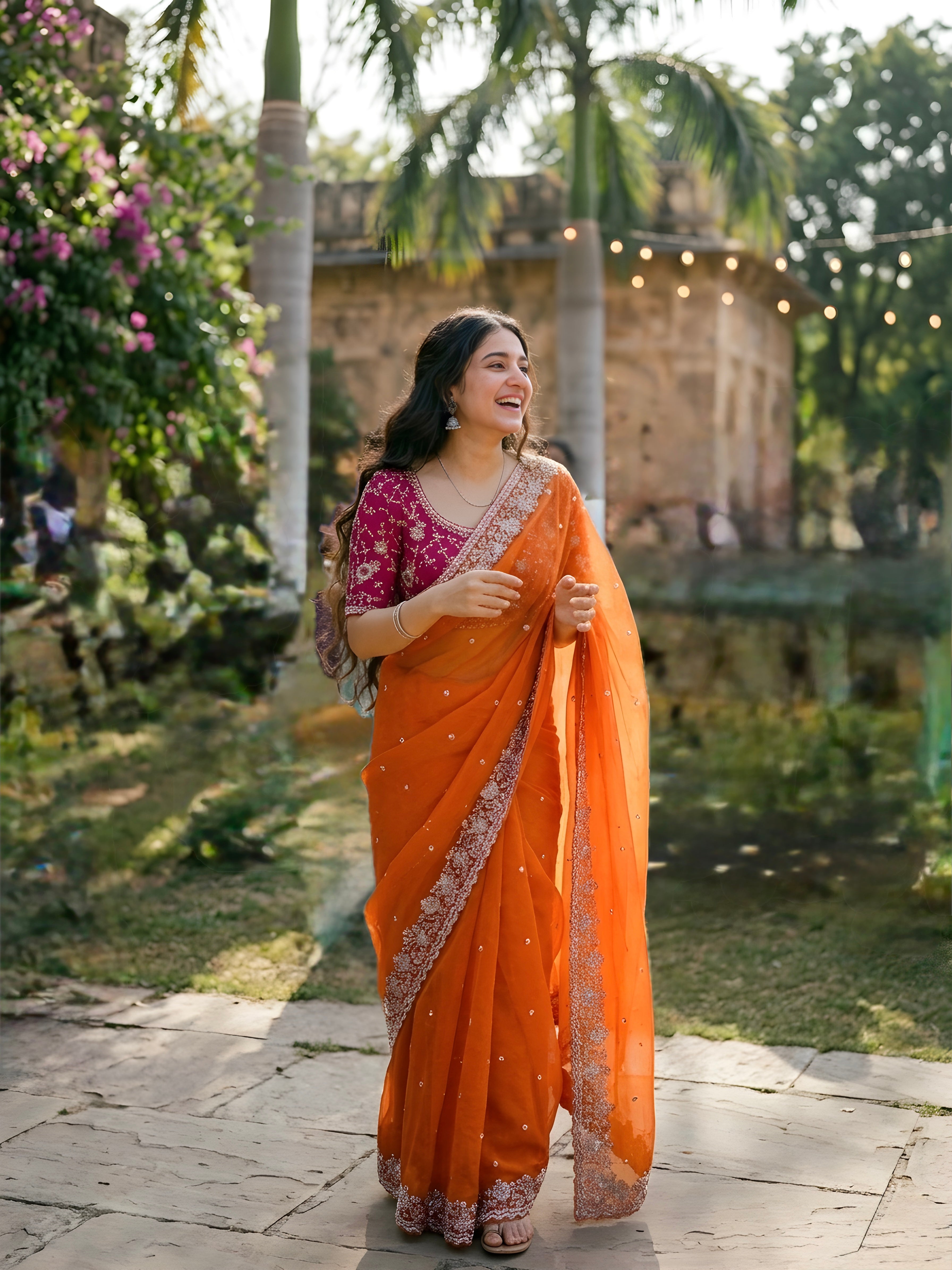 Aleena - Designer Tissue Crepe Saree