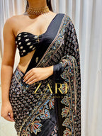Jasmin | Handcrafted Ajrakh Couture Saree