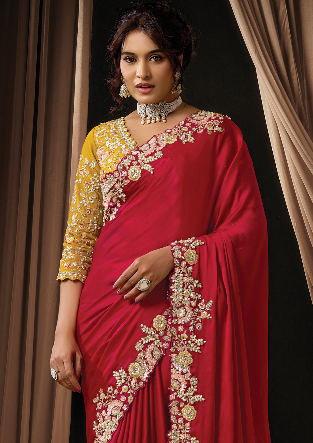 Natija - Designer Satin Saree