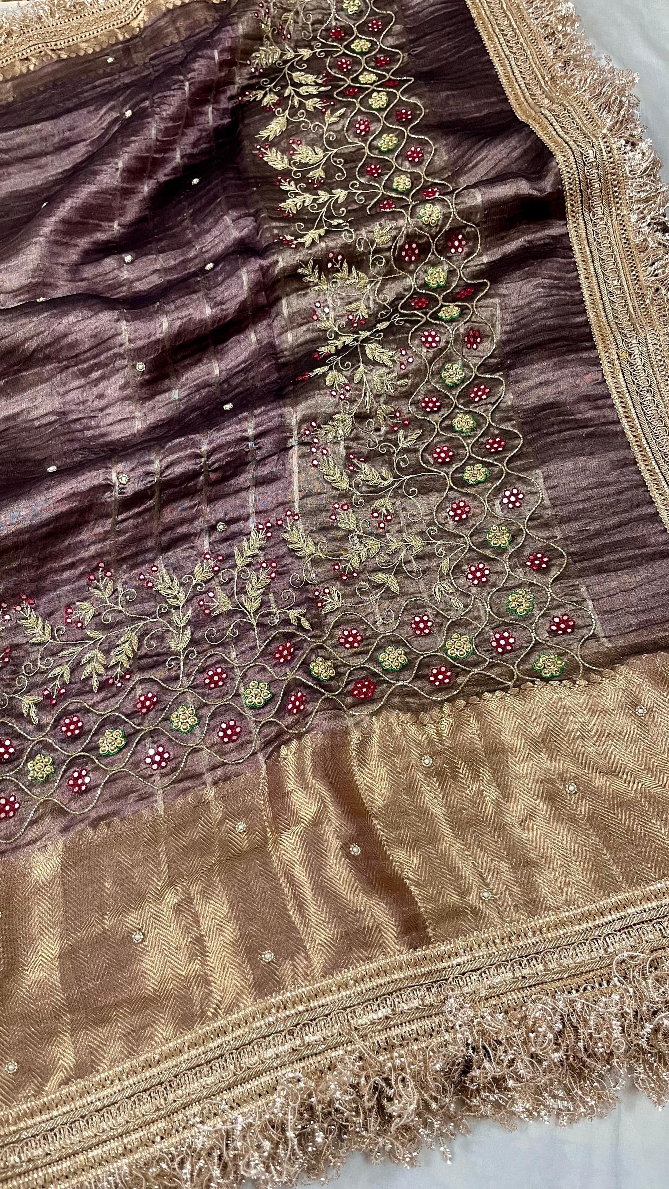 Nimrit - Banarasi Pure Tissue Silk Maharani Hand Zardosi Saree