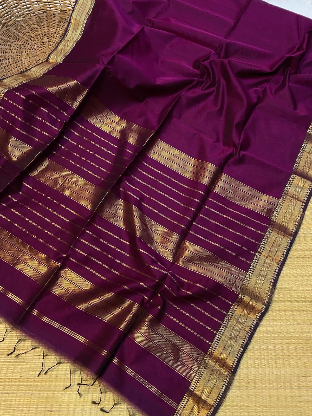 Diya Maheshwari Handloom Jari Chatai Border Saree