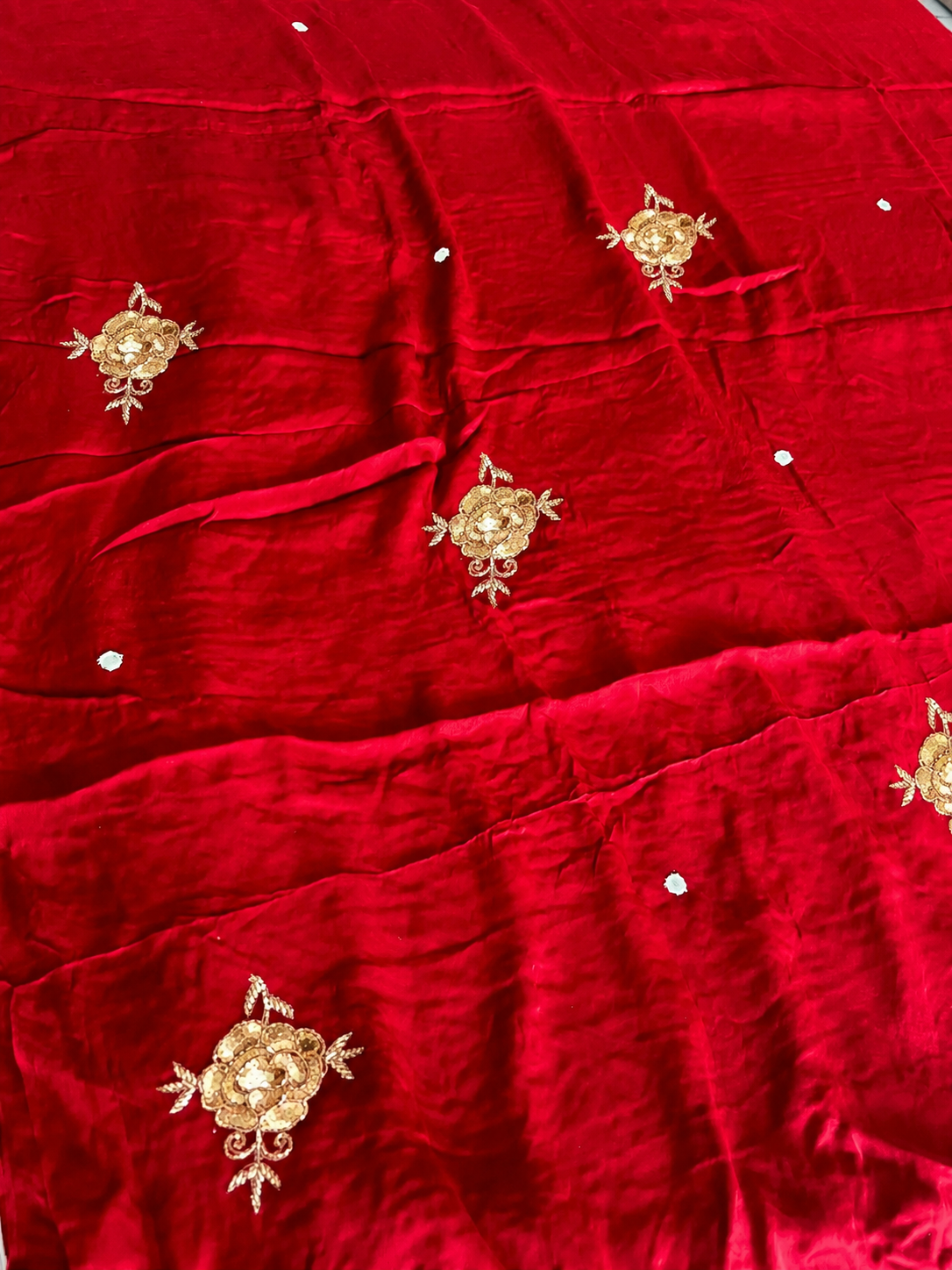 Marina | Handcrafted Ajrakh Couture Saree [Ready to dispatch]