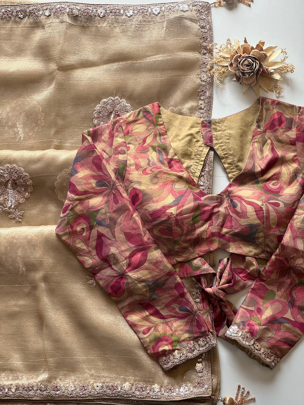 Sandy - Premium Crunchy Tissue Silk Saree