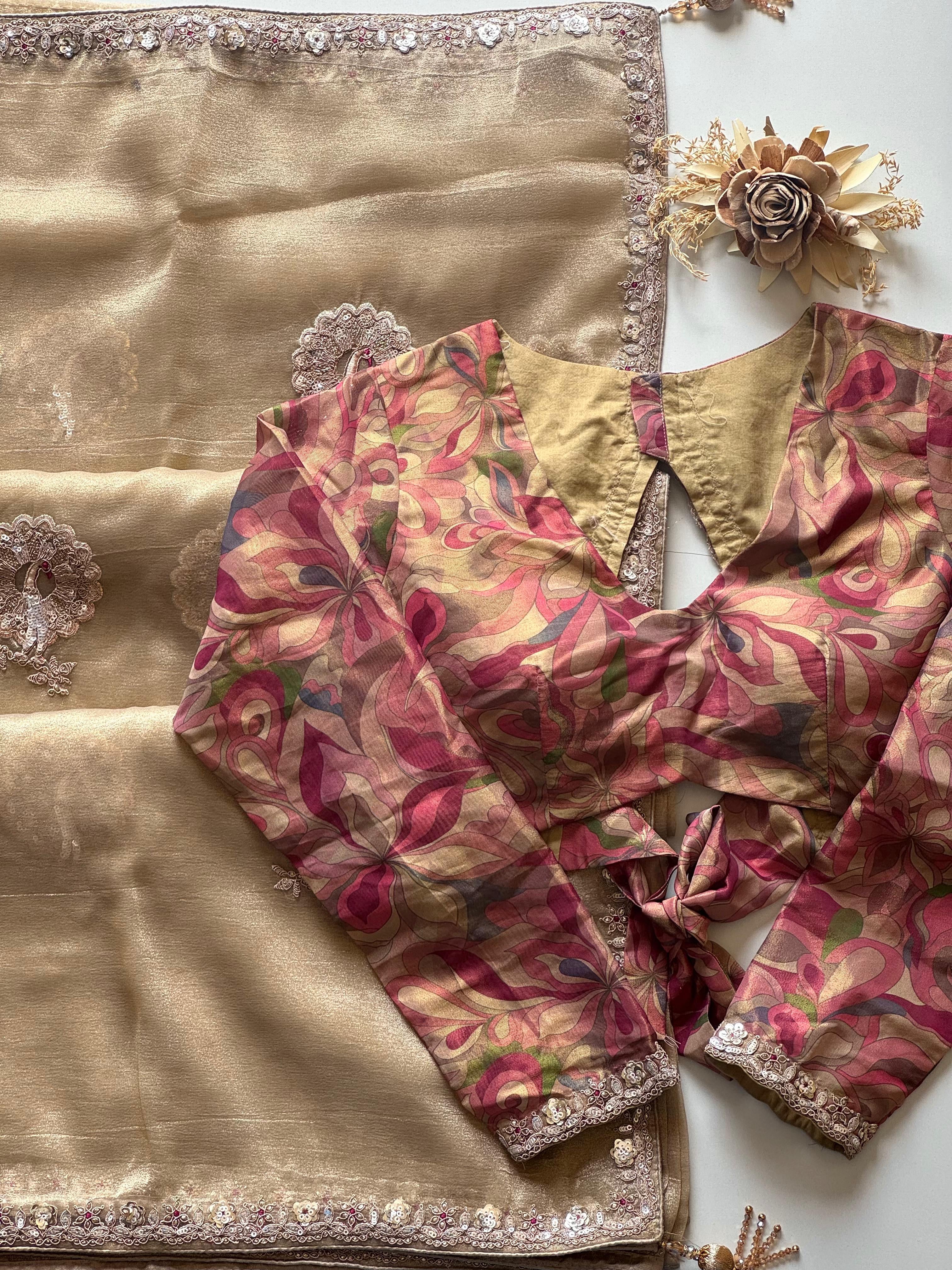 Sandy - Premium Crunchy Tissue Silk Saree