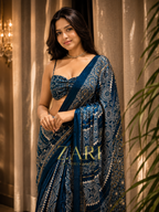 Yalina | Handcrafted Ajrakh Couture Saree