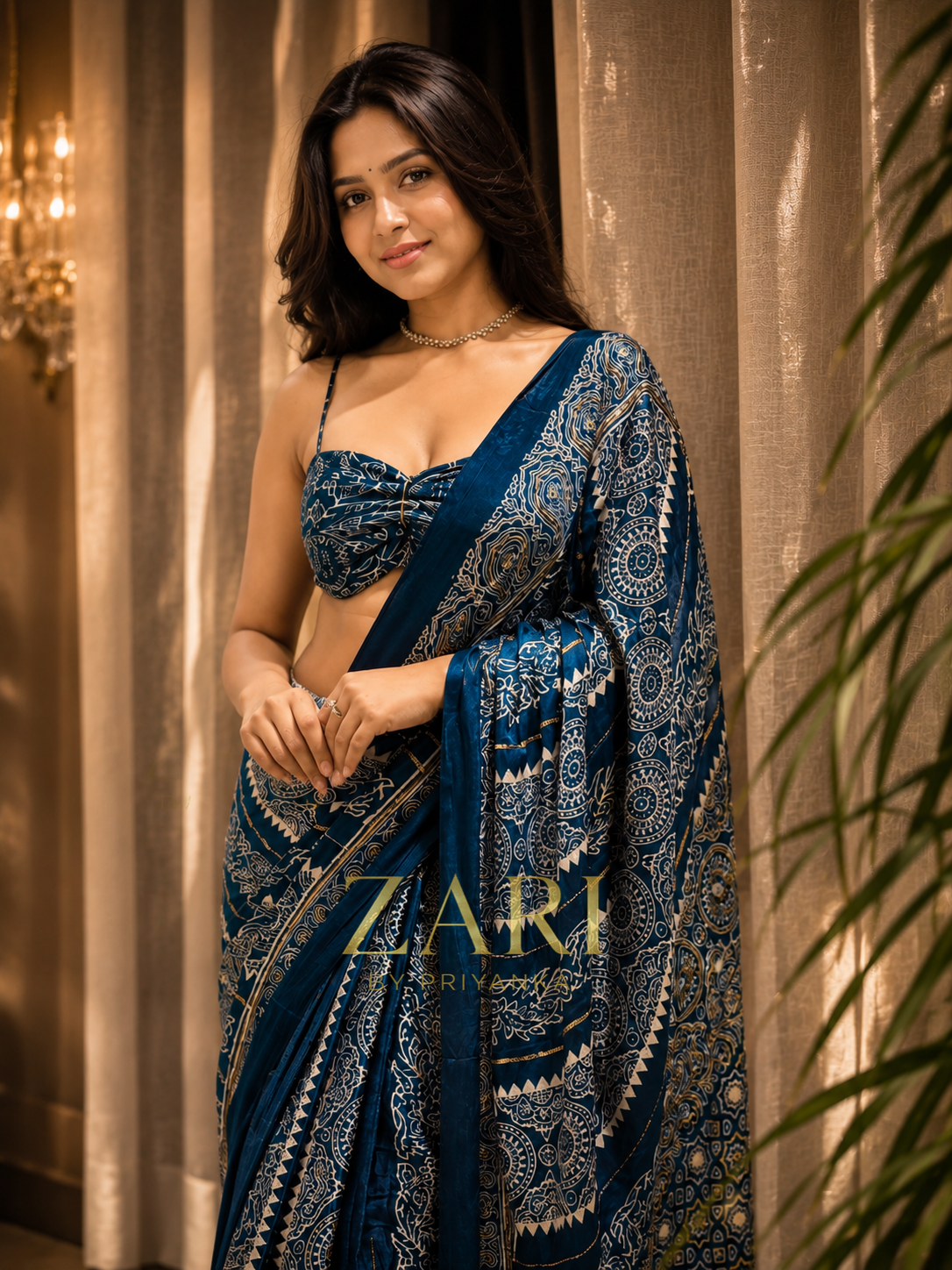 Yalina | Handcrafted Ajrakh Couture Saree