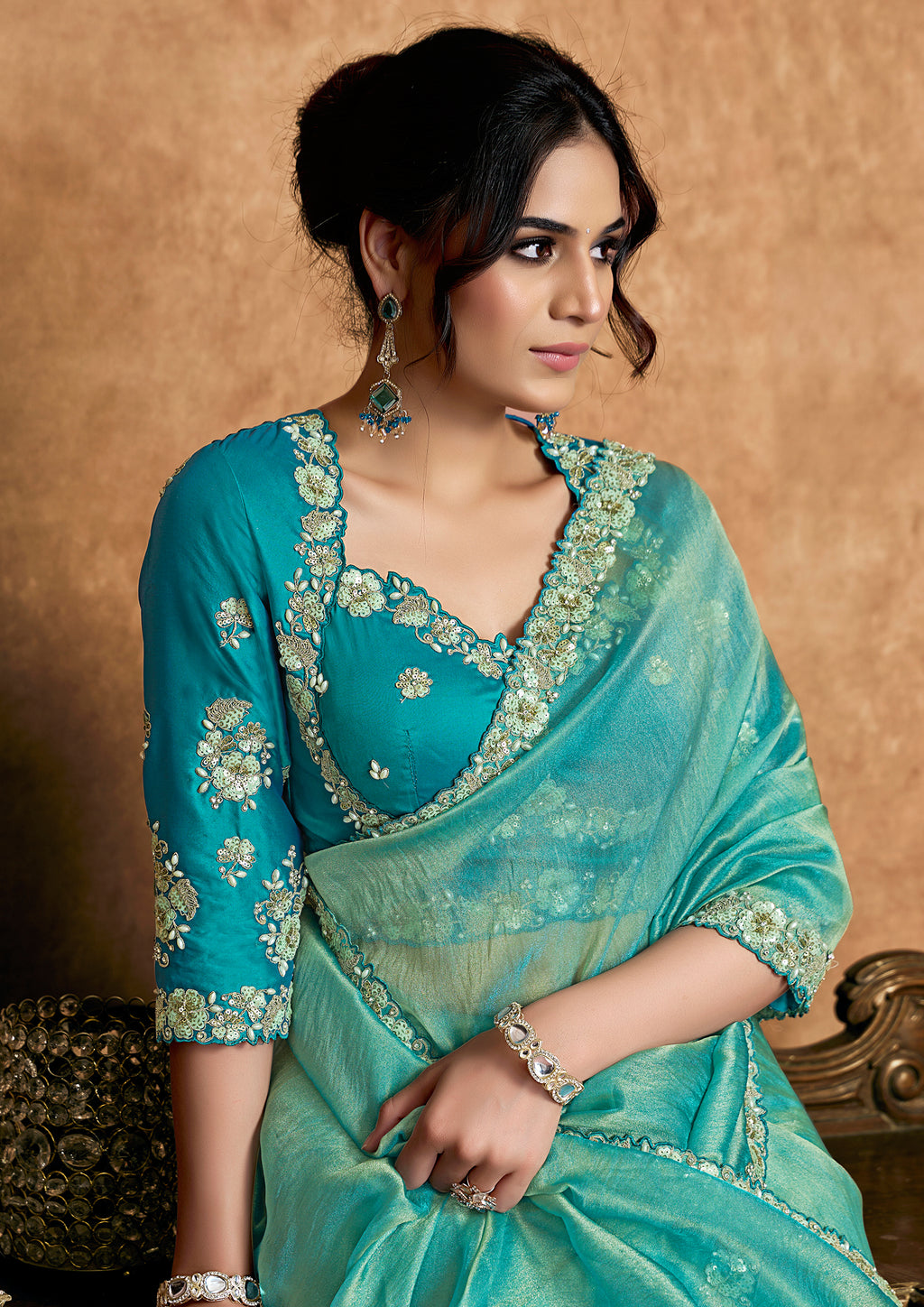 Malina - Designer Organza Satin Silk Saree