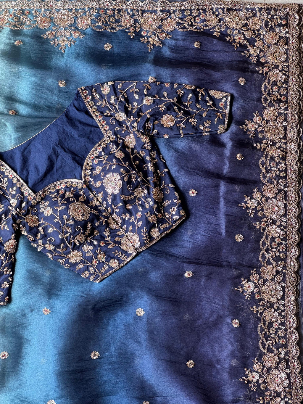 Sila- Designer Tissue Crepe Saree