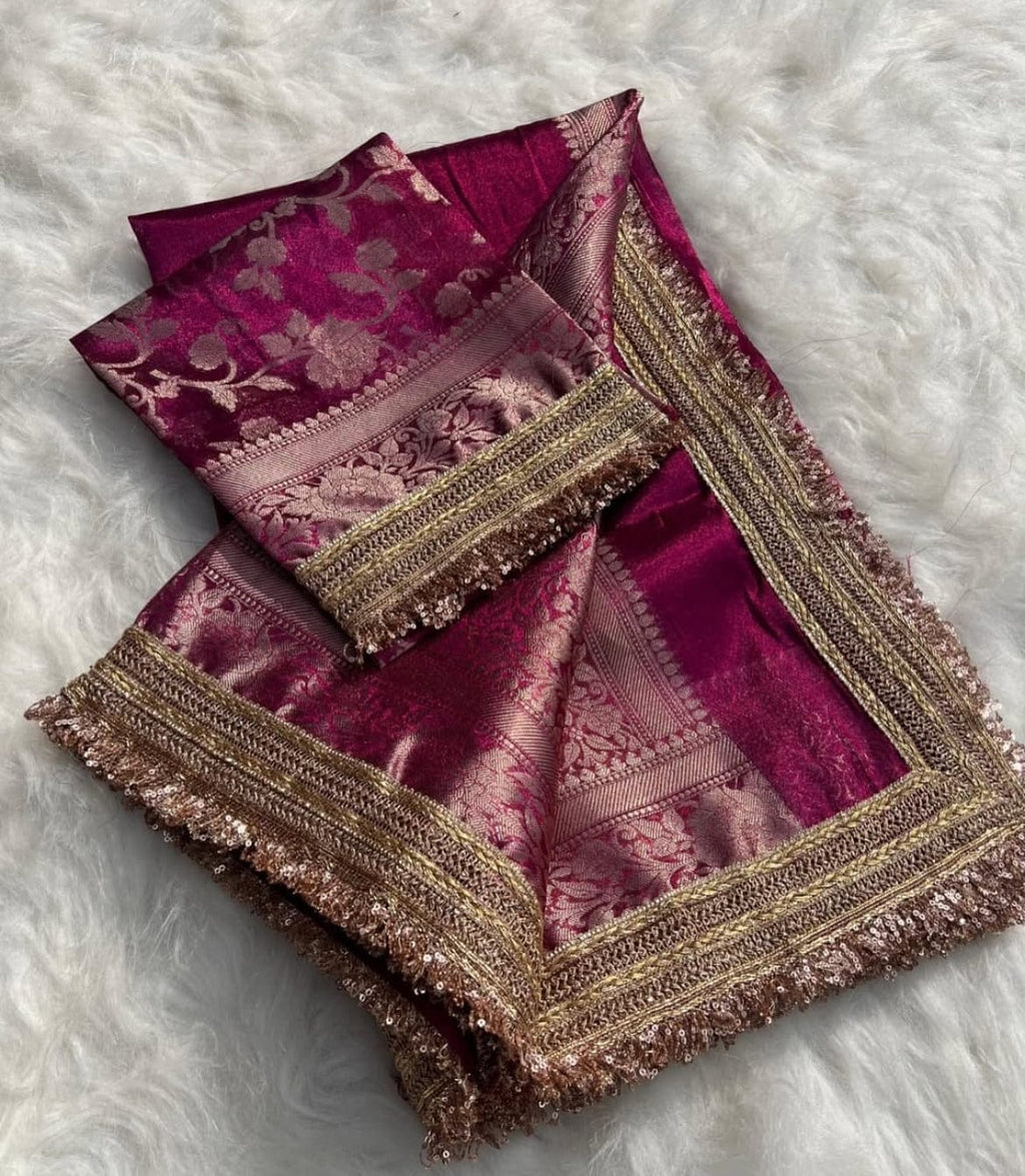 Sonam - Tissue Silk Saree, paired with a stunning Brocade Blouse
