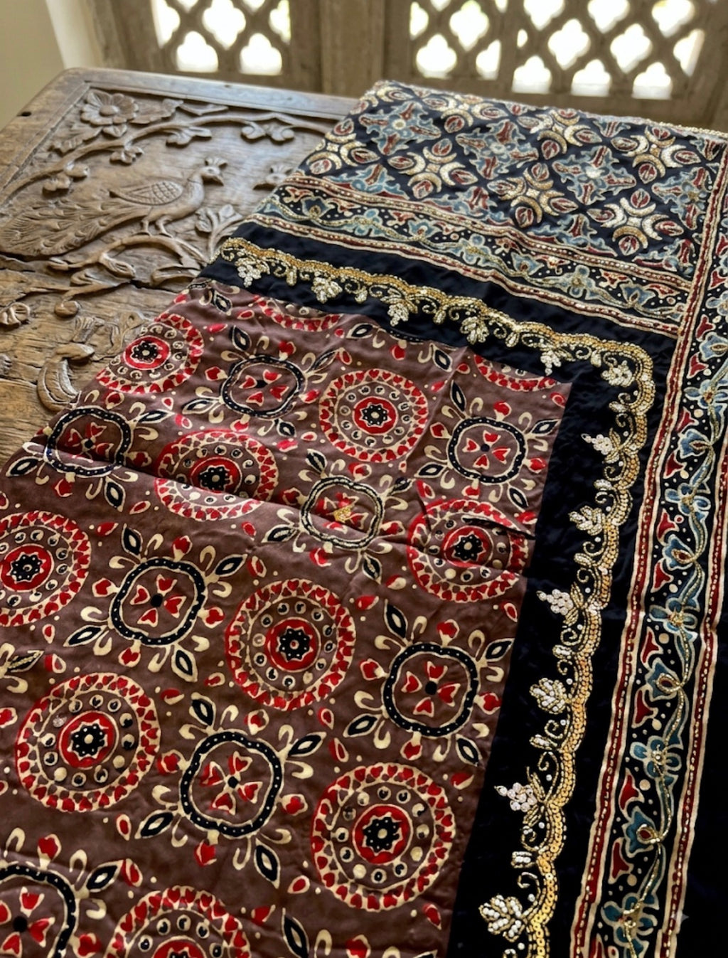 Twinkle | Handcrafted Ajrakh Couture Saree [Ready to dispatch]