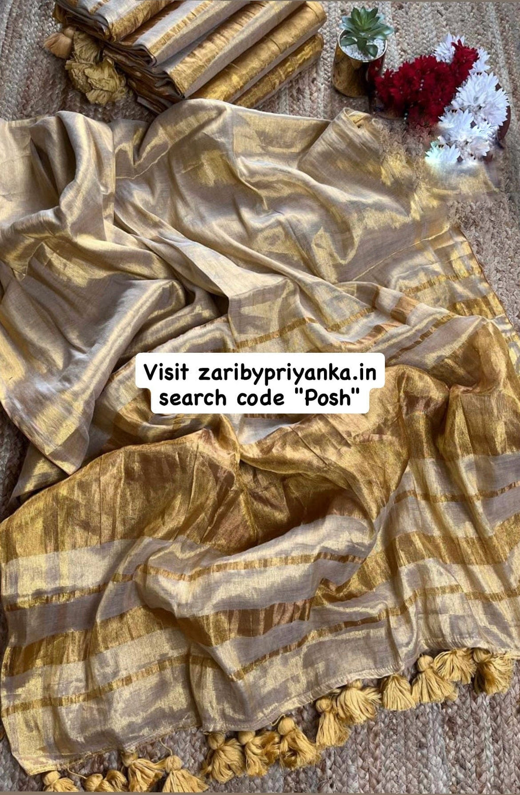 Posh - Gold Tissue Soft Linen Saree