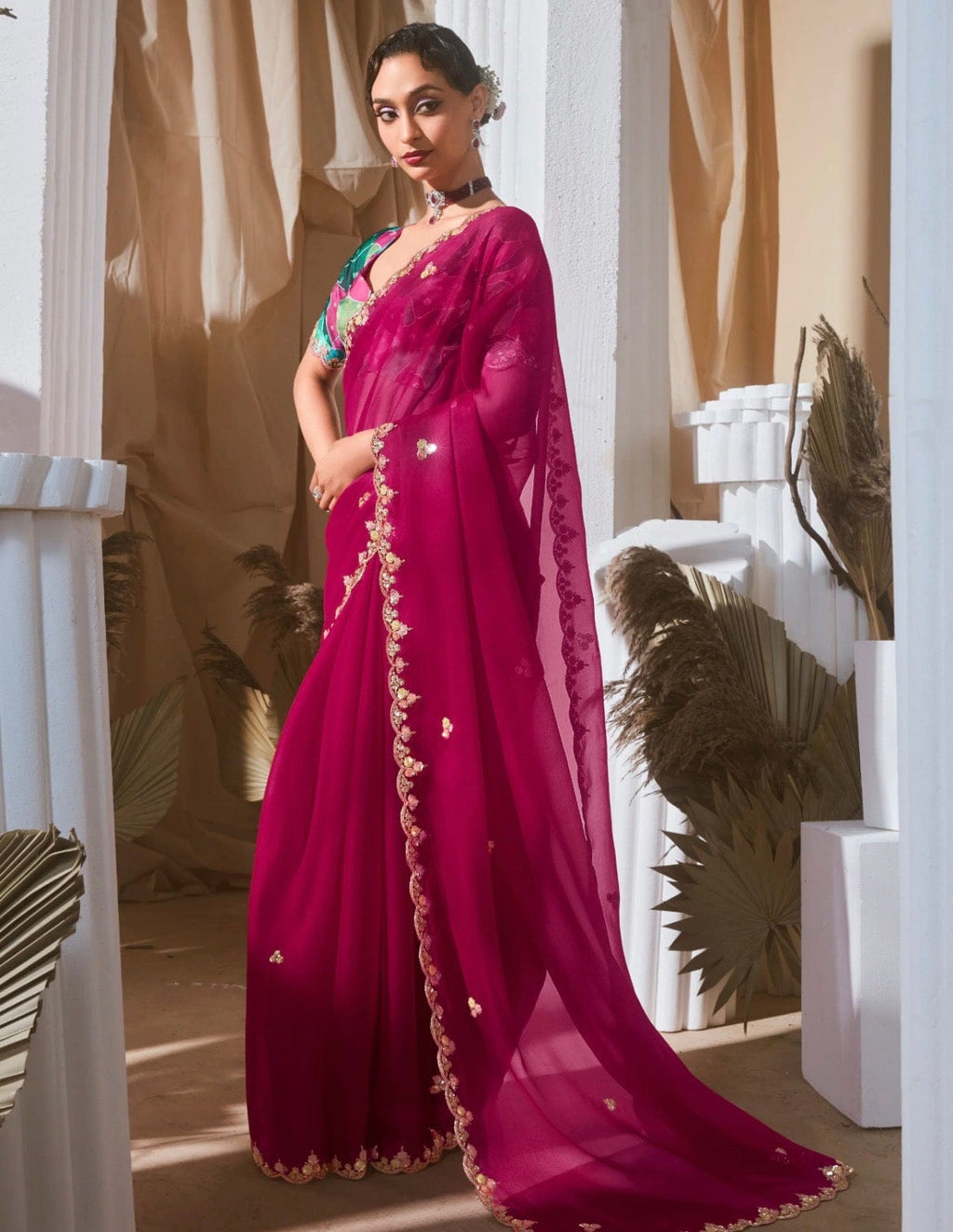 Sweta - Pure Organza Crepe Designer Saree