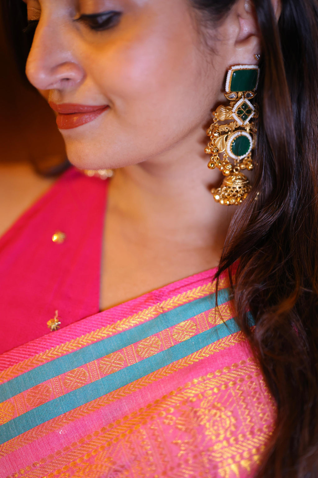 ZP4- Kundan jhumka earrings