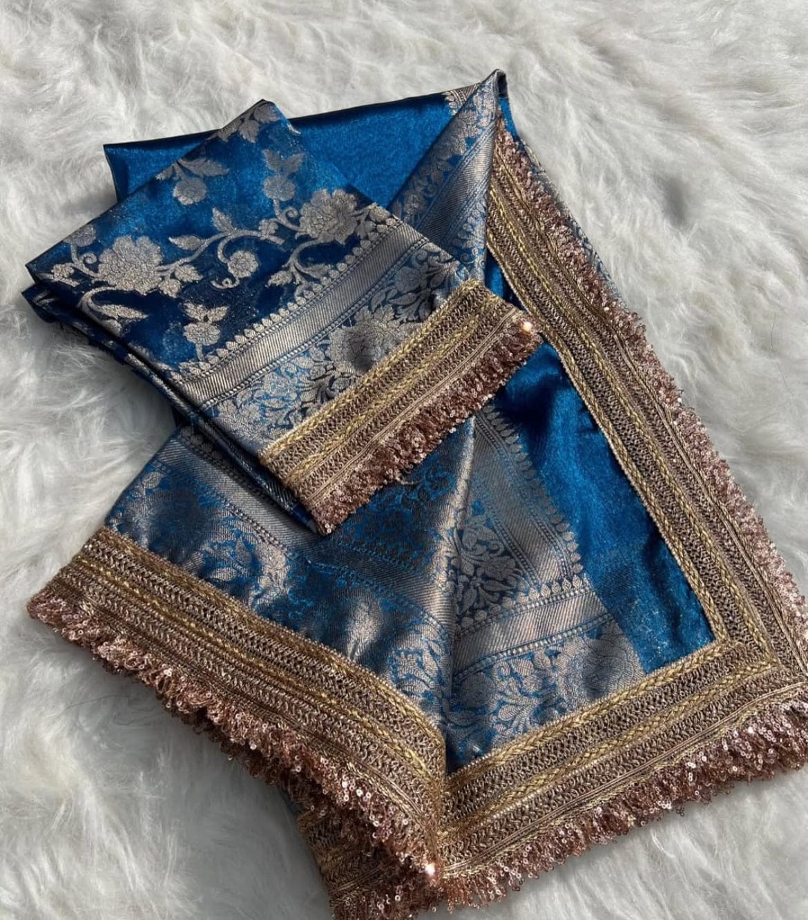 Sonam - Tissue Silk Saree, paired with a stunning Brocade Blouse