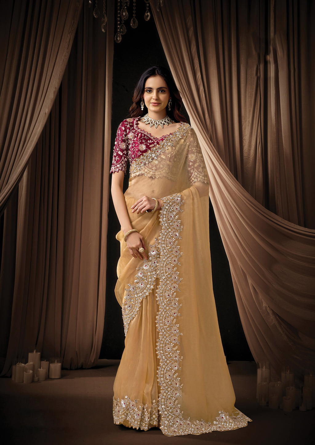 Aneeta - Designer Organza Tissue Saree