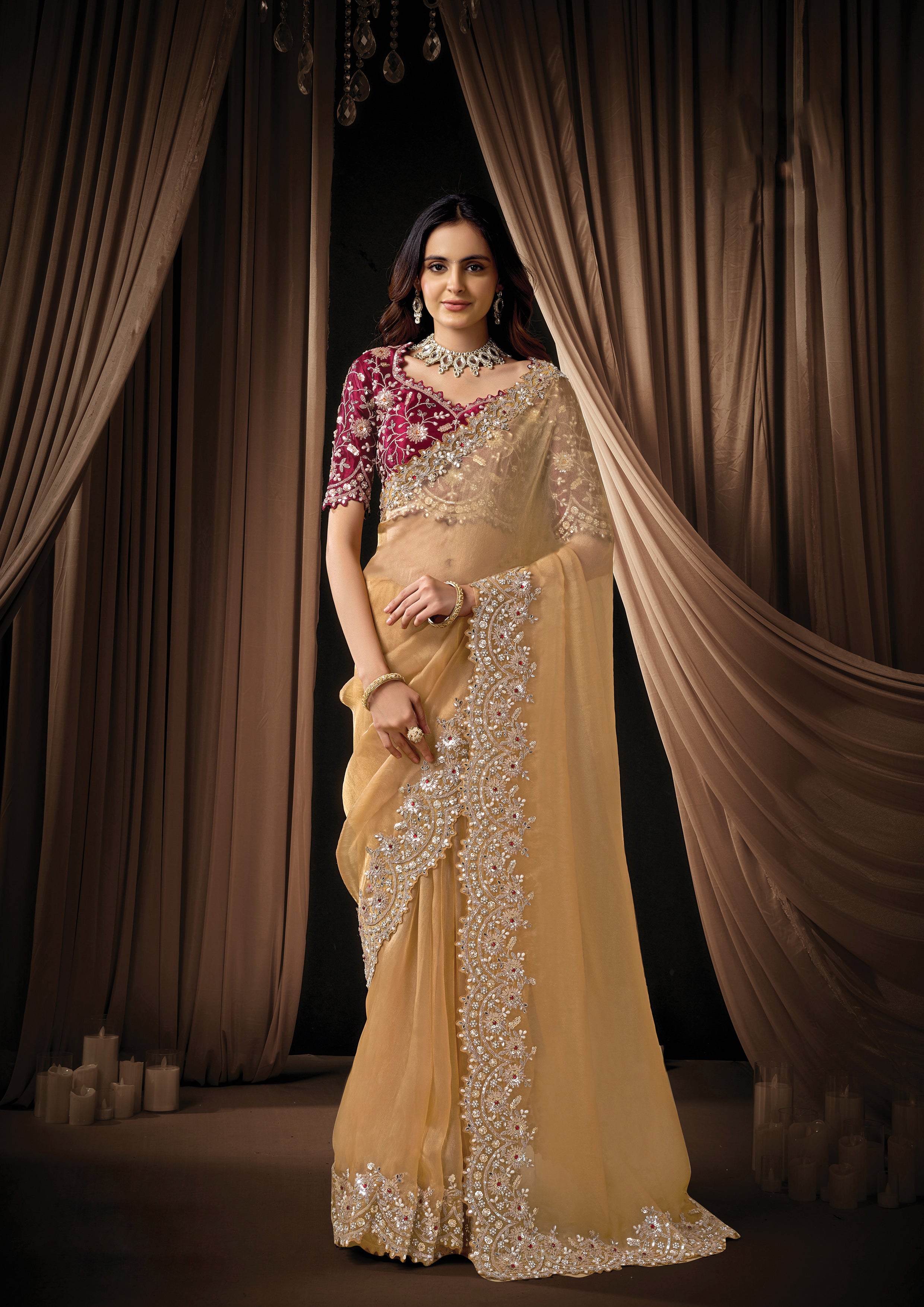 Aneeta - Designer Organza Tissue Saree